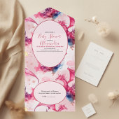 Whimsical Waterverf Roze Dragon Baby shower All In One Uitnodiging