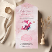 Whimsical Waterverf Roze Dragon Baby shower All In One Uitnodiging
