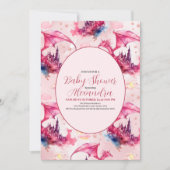 Whimsical Waterverf Roze Dragon Baby shower Kaart (Voorkant)