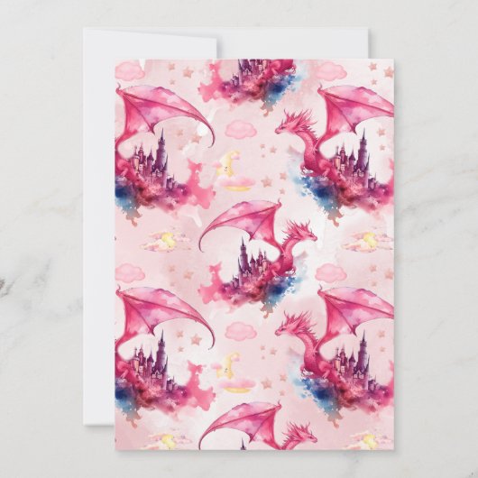 Whimsical Waterverf Roze Dragon Baby shower Kaart (Achterkant)