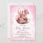 Whimsical Waterverf Roze Dragon Baby shower Kaart (Voorkant)