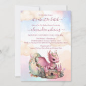 Whimsical Waterverf Roze Dragon Baby shower Kaart (Voorkant)