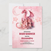 Whimsical Waterverf Roze Dragon Baby shower Kaart (Voorkant)
