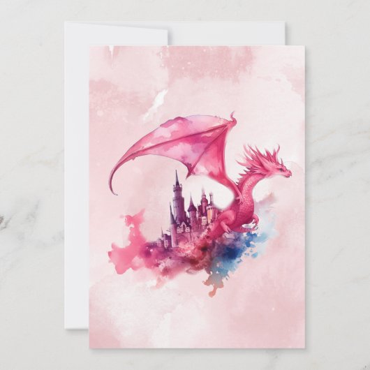 Whimsical Waterverf Roze Dragon Baby shower Kaart (Achterkant)