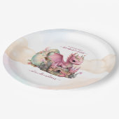 Whimsical Waterverf Roze Dragon Baby shower Papieren Bordje (Gekanteld)
