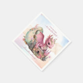 Whimsical Waterverf Roze Dragon Baby shower Servet (Hoek)