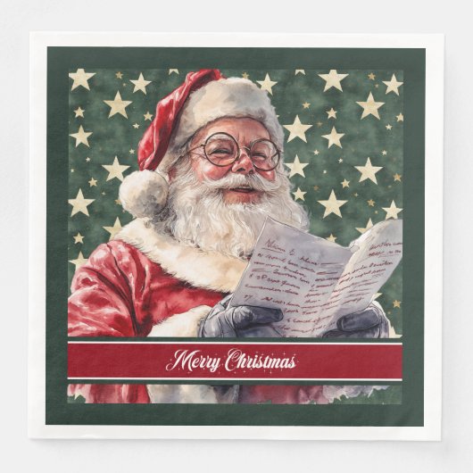 Whimsical Waterverf Santa Claus Gift servetten (Voorkant)