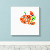 Whimsical Waterverf schilderij van pompoen Canvas Afdruk (Insitu (Houten vloer))