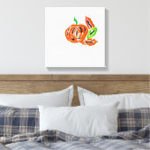 Whimsical Waterverf schilderij van pompoen Canvas Afdruk (Insitu (Slaapkamer))