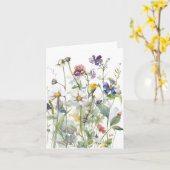 Whimsical Waterverf Spring Mix Kaart (Gele Bloem)