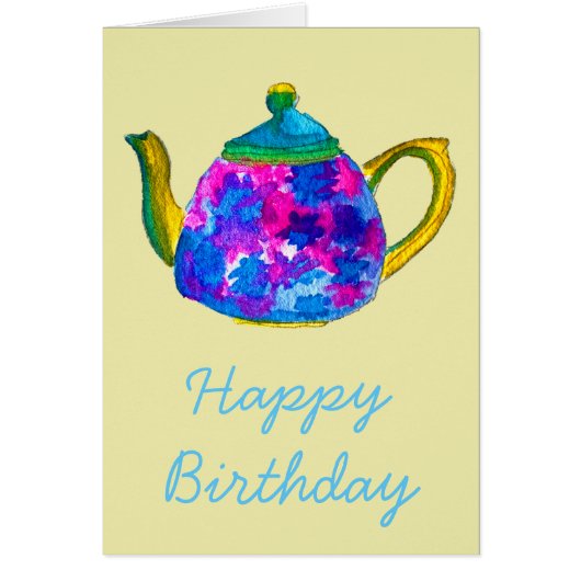 Whimsical waterverf teapot (Voorkant)