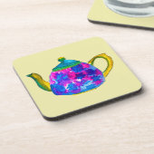 Whimsical waterverf teapot bier onderzetter (Linkerzijde)