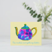 Whimsical waterverf teapot briefkaart (Staand voorkant)