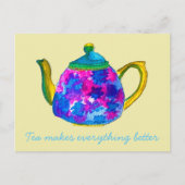 Whimsical waterverf teapot briefkaart (Voorkant)