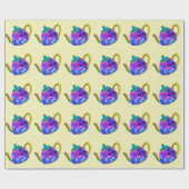 Whimsical waterverf teapot cadeaupapier (Vlak)