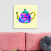 Whimsical waterverf teapot canvas afdruk (Insitu (Woonkamer))