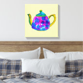 Whimsical waterverf teapot canvas afdruk (Insitu (Slaapkamer))