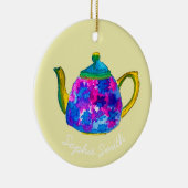Whimsical waterverf teapot keramisch ornament (Rechts)