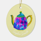 Whimsical waterverf teapot keramisch ornament (Links)