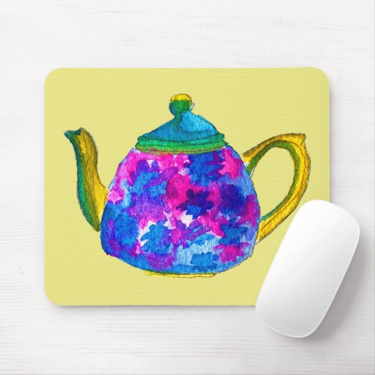 Whimsical waterverf teapot muismat (Met muis)