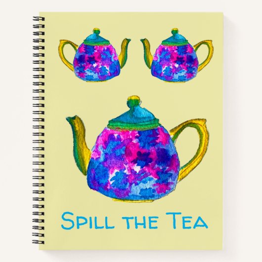 Whimsical waterverf teapot notitieboek (Voorkant)