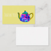 Whimsical waterverf teapot notitiekaartje (Voorkant / Achterkant)