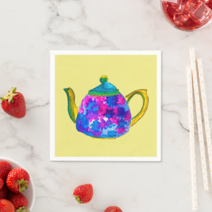 Whimsical waterverf teapot servet