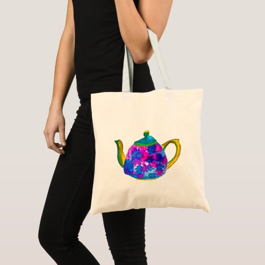Whimsical waterverf teapot tote bag (Voorkant (product))