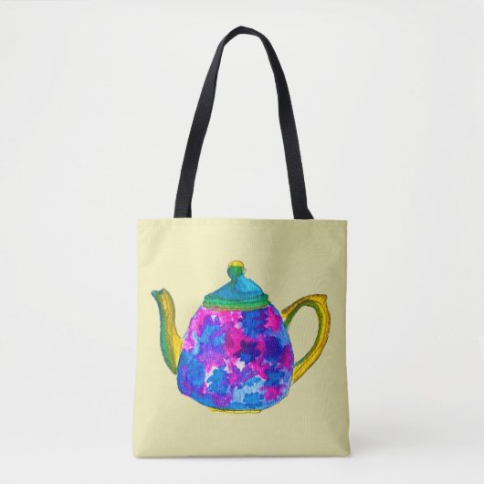 Whimsical waterverf teapot tote bag (Voorkant)