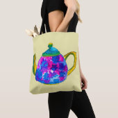 Whimsical waterverf teapot tote bag (Dichtbij)