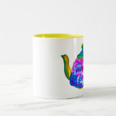 Whimsical waterverf teapot tweekleurige koffiemok (Center)