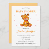 Whimsical Waterverf Tiger Pluche Baby shower Kaart (Voorkant / Achterkant)