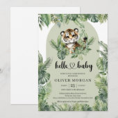 Whimsical Waterverf tropisch groen schattige tijge Kaart (Voorkant / Achterkant)