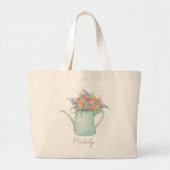 Whimsical Waterverf Tuin Grote Tote Bag (Voorkant)
