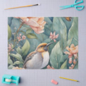 Whimsical Waterverf Tuin met Single Bird Decou Tissuepapier (Craft)