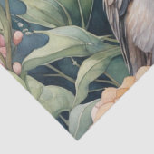 Whimsical Waterverf Tuin met Single Bird Decou Tissuepapier (Detail)