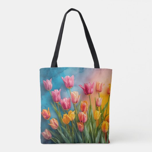 Whimsical waterverf tulpen Tas (Achterkant)