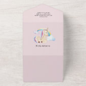 Whimsical Waterverf Unicorn Castle All In One Uitnodiging (Buitenkant)