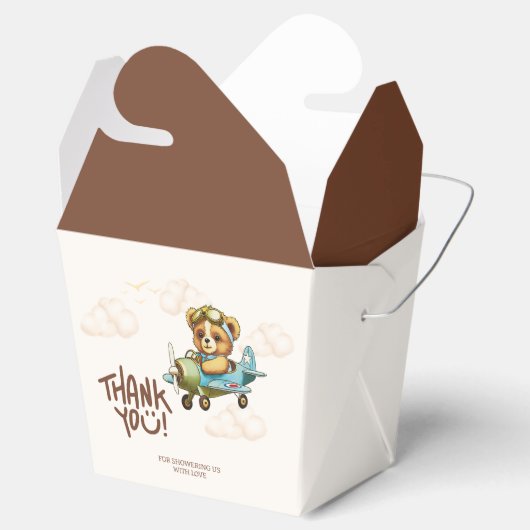 Whimsical Waterverf Vliegtuig Teddy Bear Dank u Bedankdoosjes (Geopend)