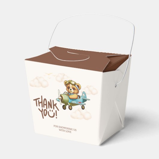 Whimsical Waterverf Vliegtuig Teddy Bear Dank u Bedankdoosjes (Voorkant Zijde)