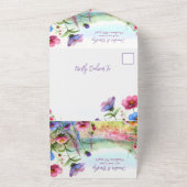 Whimsical Waterverf Vlinders en Bloemen Weddin All In One Uitnodiging (Buitenkant)