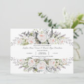 Whimsical Waterverf White Flowers Lijst Wedding Kaart (Staand voorkant)
