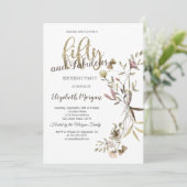 Whimsical Waterverf Wildflower 50th Birthday Kaart (Staand voorkant)