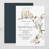 Whimsical Waterverf Wildflower 50th Birthday Kaart (Voorkant / Achterkant)