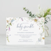 Whimsical Waterverf Wildflower Baby Sprinkle Kaart (Staand voorkant)