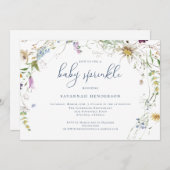 Whimsical Waterverf Wildflower Baby Sprinkle Kaart (Voorkant / Achterkant)