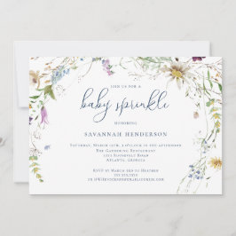 Whimsical Waterverf Wildflower Baby Sprinkle Kaart