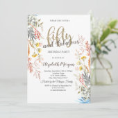 Whimsical Waterverf Wildflower Gedroogd 50e Kaart (Staand voorkant)