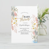 Whimsical Waterverf Wildflower Gedroogd Baby showe Kaart (Staand voorkant)