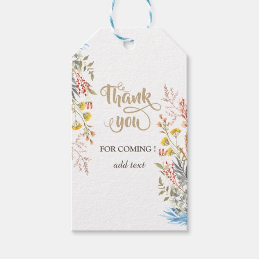 Whimsical Waterverf Wildflower Gedroogd Cadeaulabel (Voorkant)